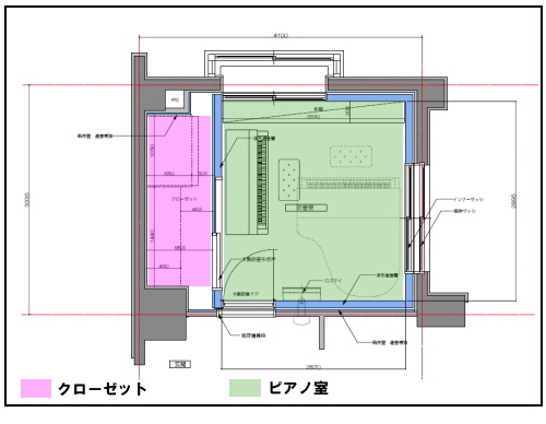 ピアノ室と収納