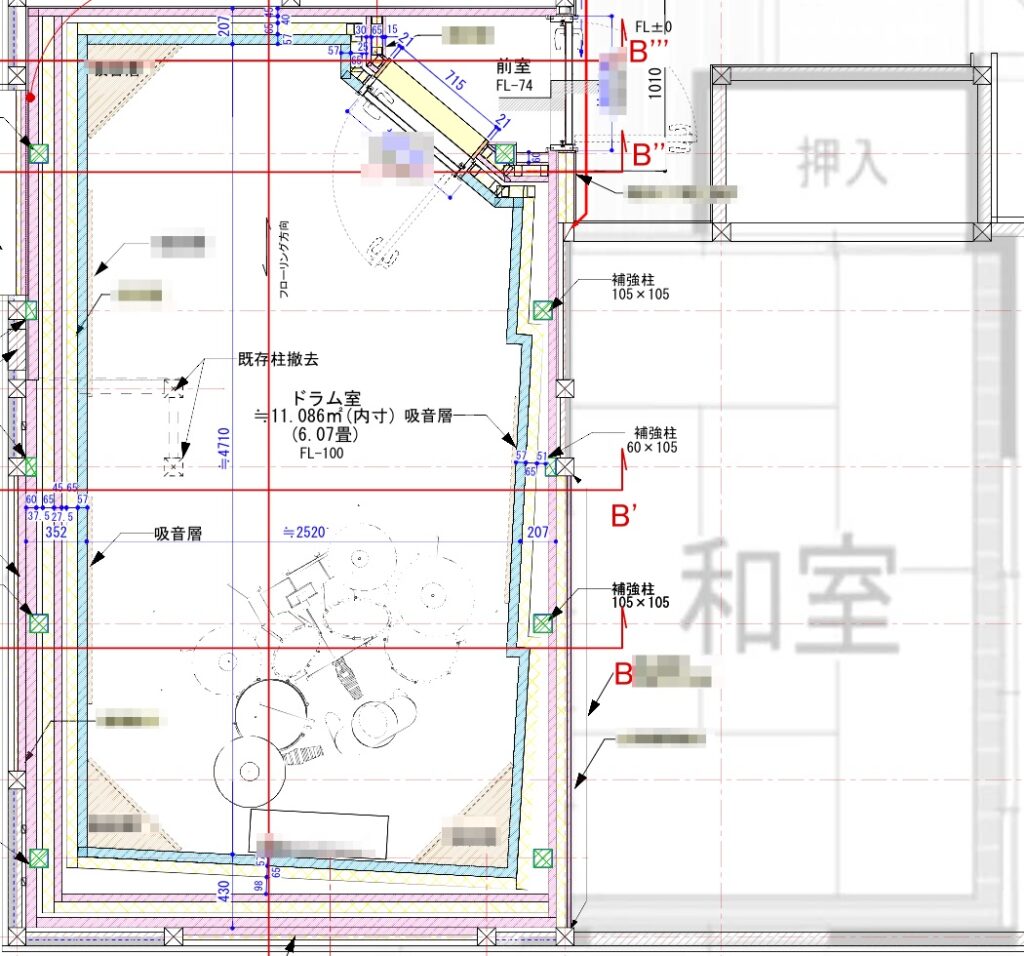 演奏の音圧レベル、自宅の環境に適したドラム室が無事に完成