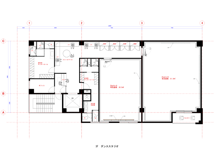 3F 平面プラン(ダンススタジオ)